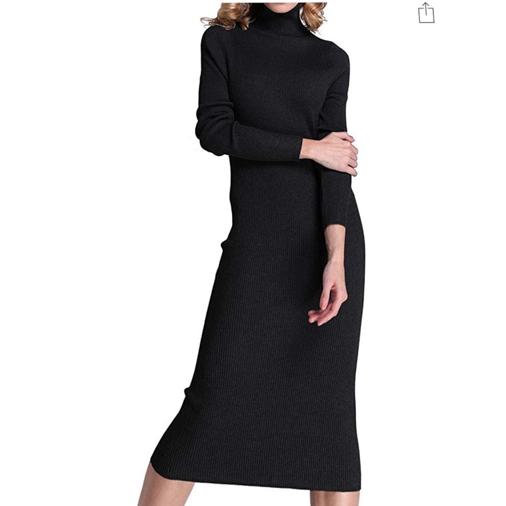 Turtle neck knit dress black size M